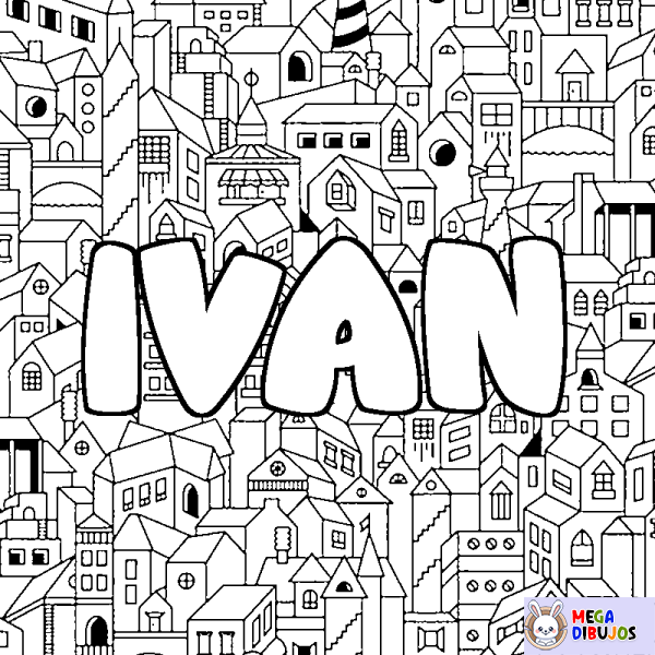 Coloración del nombre IVAN - decorado ciudad