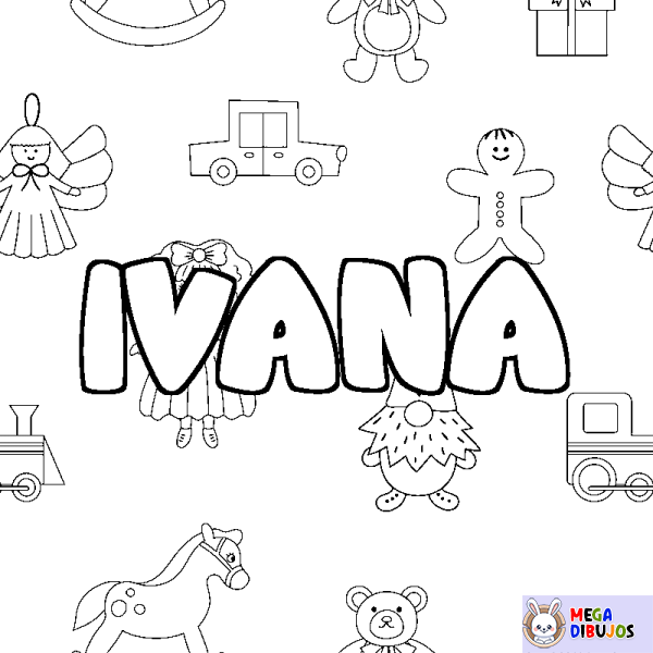 Coloración del nombre IVANA - decorado juguetes