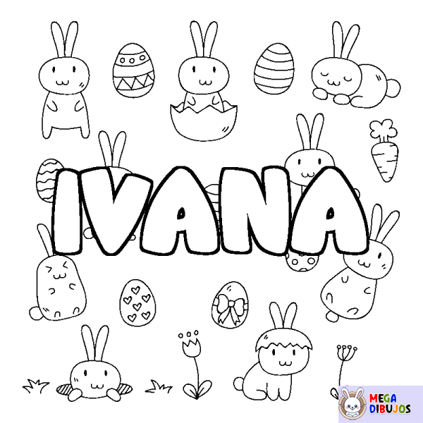 Coloración del nombre IVANA - decorado Pascua