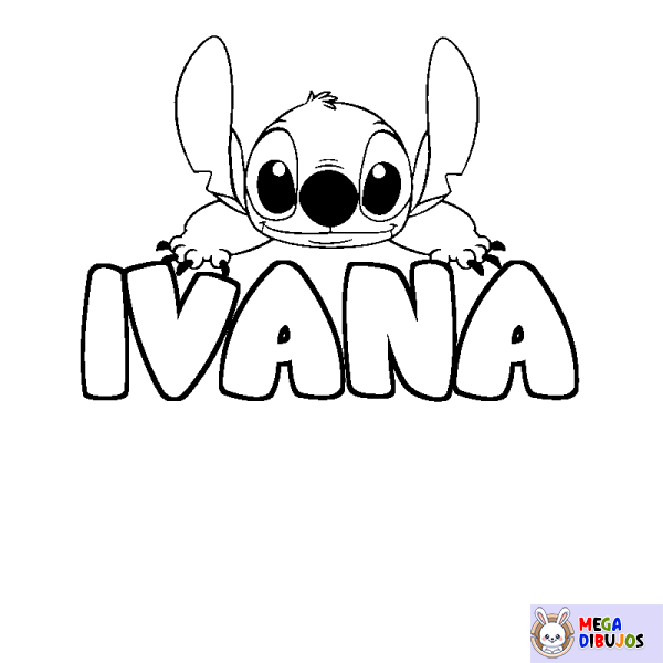 Coloración del nombre IVANA - decorado Stitch