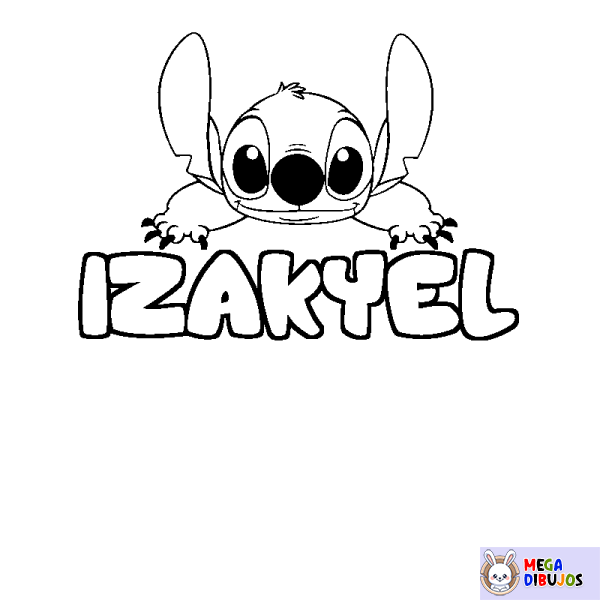 Coloración del nombre IZAKYEL - decorado Stitch