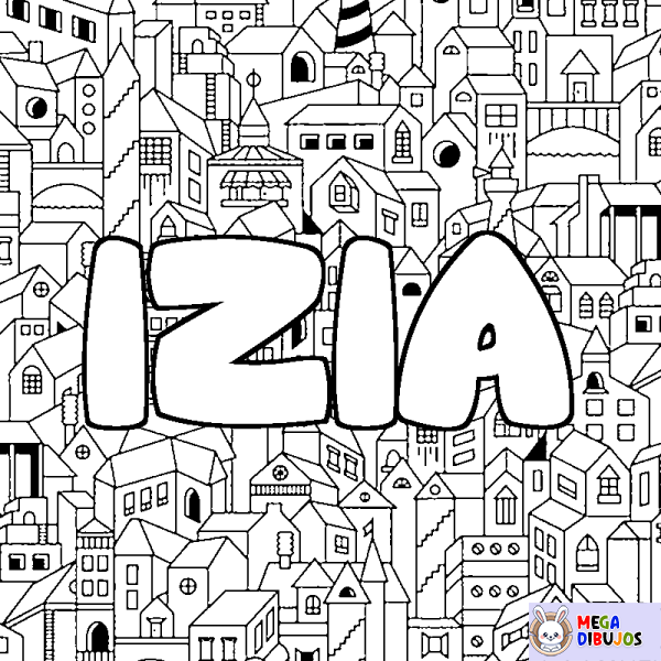 Coloración del nombre IZIA - decorado ciudad