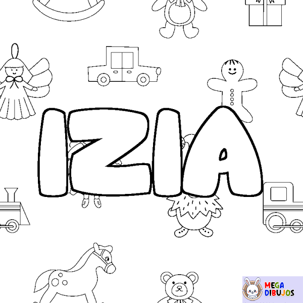 Coloración del nombre IZIA - decorado juguetes