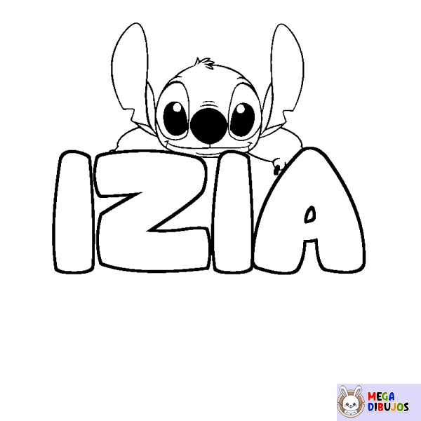 Coloración del nombre IZIA - decorado Stitch
