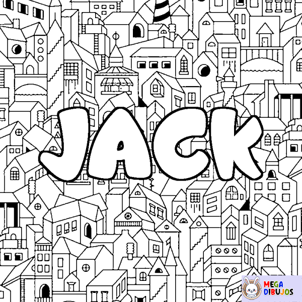 Coloración del nombre JACK - decorado ciudad