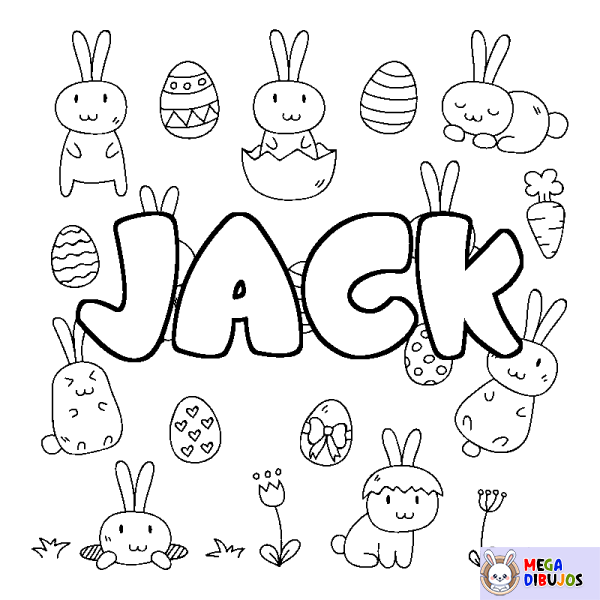 Coloración del nombre JACK - decorado Pascua