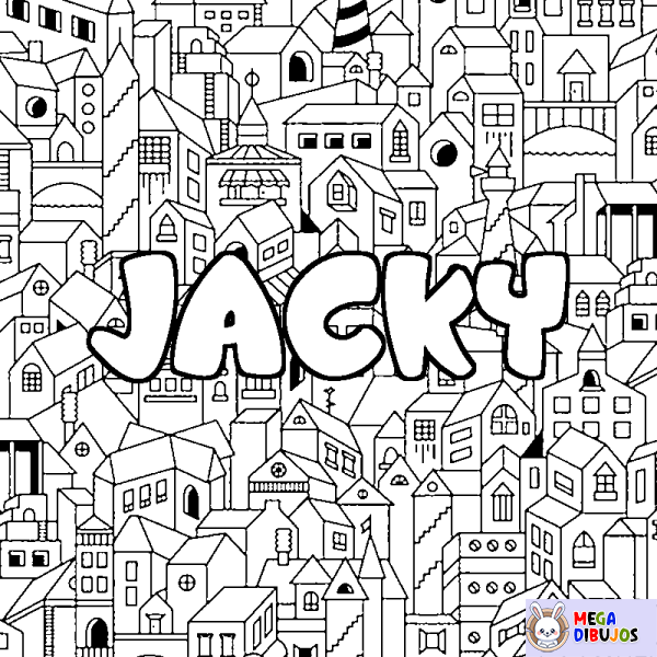 Coloración del nombre JACKY - decorado ciudad