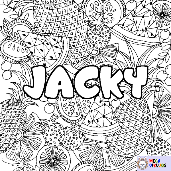 Coloración del nombre JACKY - decorado mandala de frutas