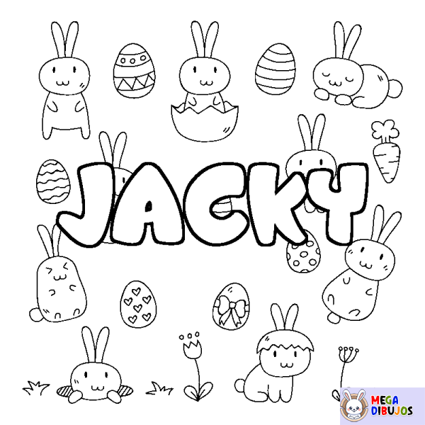 Coloración del nombre JACKY - decorado Pascua