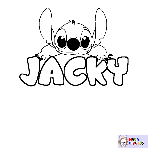 Coloración del nombre JACKY - decorado Stitch