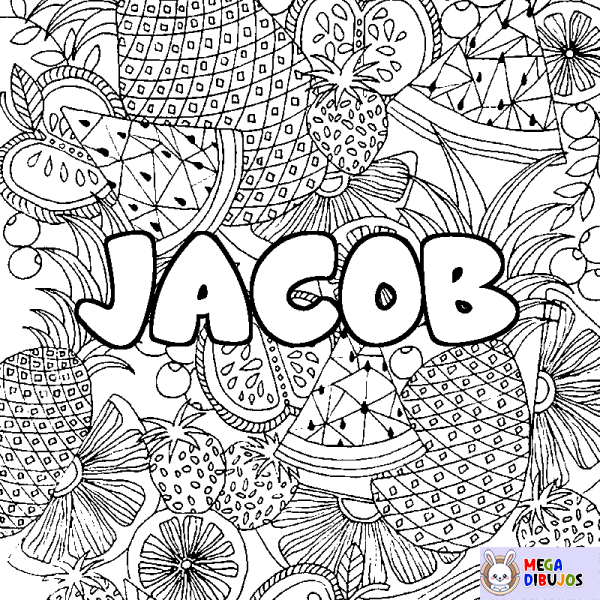 Coloración del nombre JACOB - decorado mandala de frutas