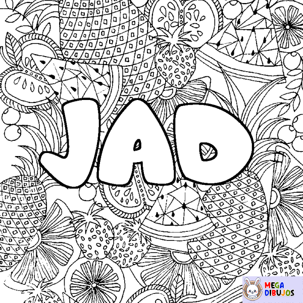 Coloración del nombre JAD - decorado mandala de frutas