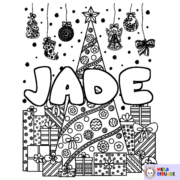 Coloración del nombre JADE - decorado &aacute;rbol de Navidad y regalos