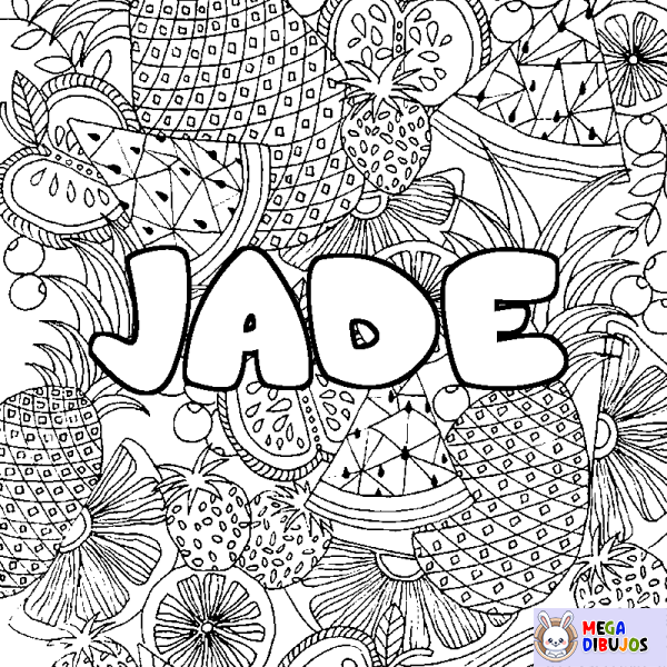 Coloración del nombre JADE - decorado mandala de frutas