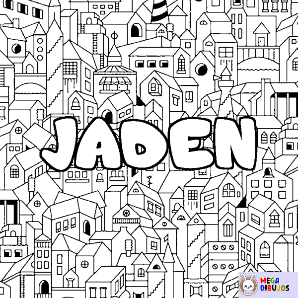 Coloración del nombre JADEN - decorado ciudad