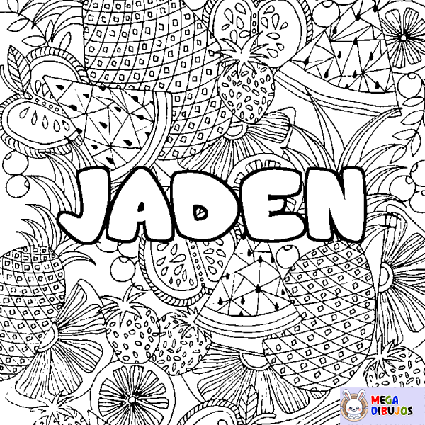 Coloración del nombre JADEN - decorado mandala de frutas