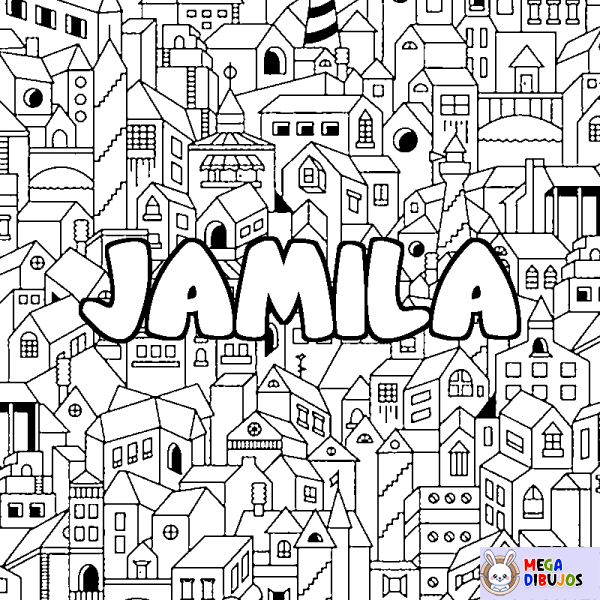 Coloración del nombre JAMILA - decorado ciudad