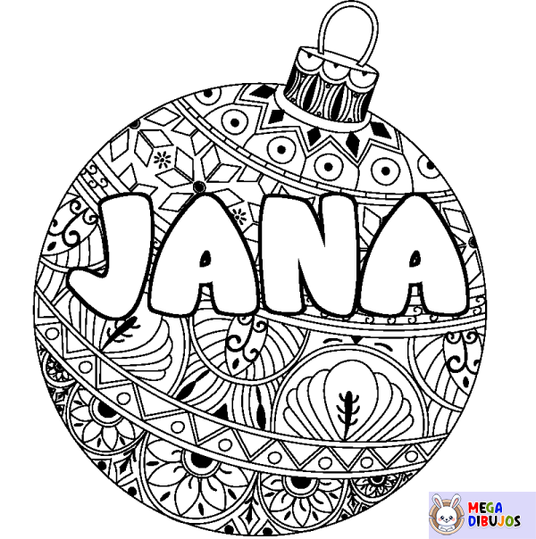 Coloración del nombre JANA - decorado bola de Navidad