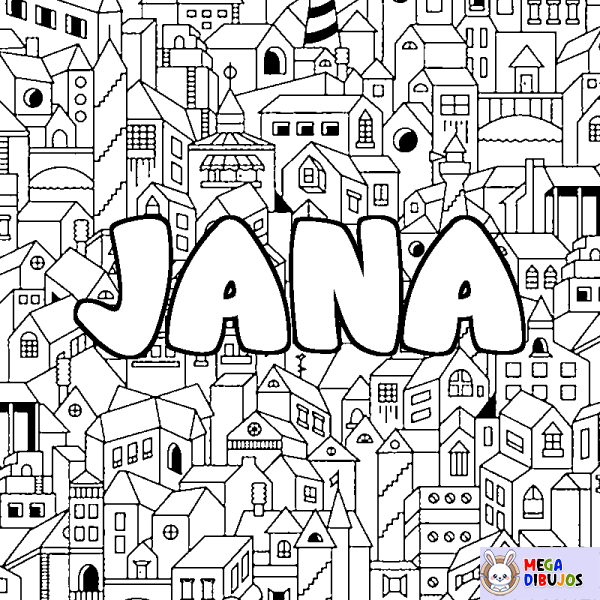 Coloración del nombre JANA - decorado ciudad