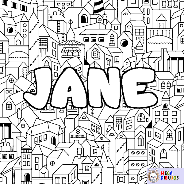 Coloración del nombre JANE - decorado ciudad