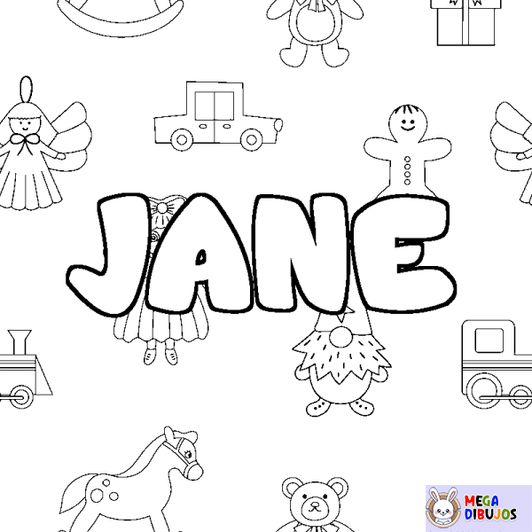 Coloración del nombre JANE - decorado juguetes