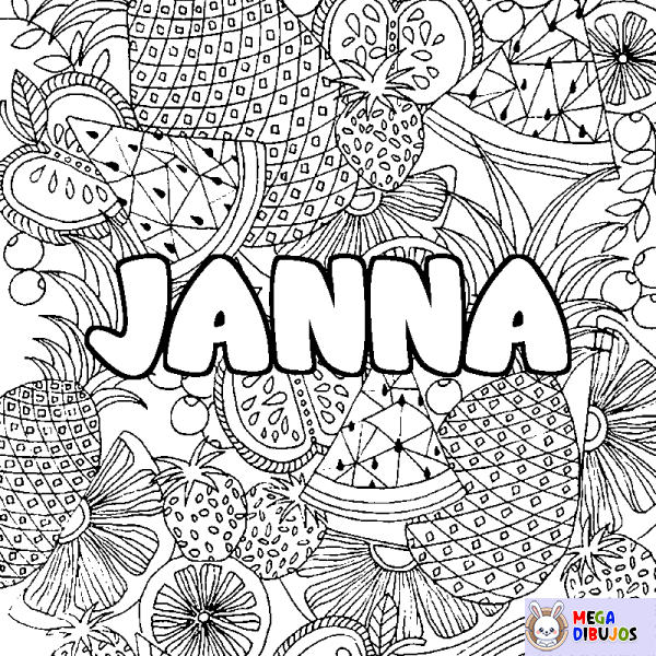 Coloración del nombre JANNA - decorado mandala de frutas