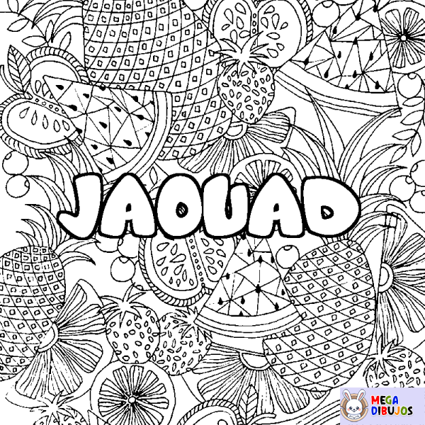 Coloración del nombre JAOUAD - decorado mandala de frutas