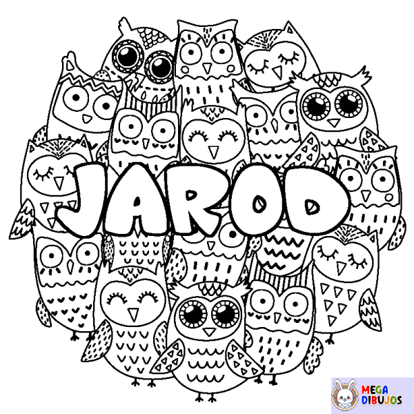 Coloración del nombre JAROD - decorado b&uacute;hos