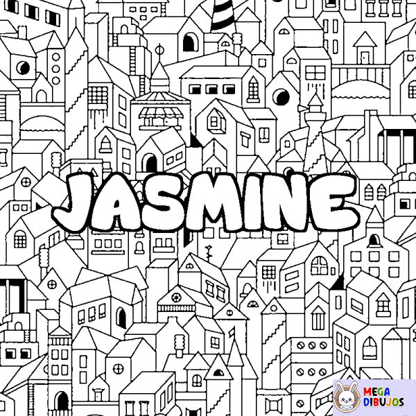 Coloración del nombre JASMINE - decorado ciudad