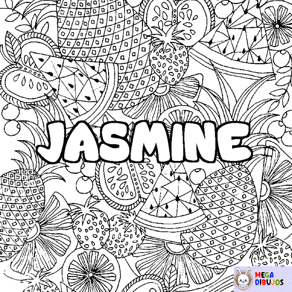 Coloración del nombre JASMINE - decorado mandala de frutas