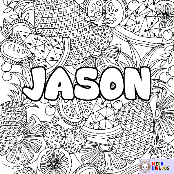 Coloración del nombre JASON - decorado mandala de frutas