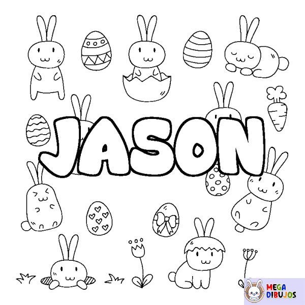 Coloración del nombre JASON - decorado Pascua