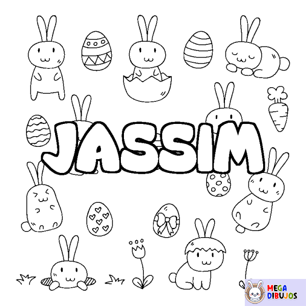 Coloración del nombre JASSIM - decorado Pascua