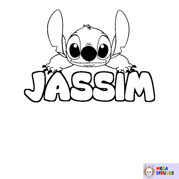 Coloración del nombre JASSIM - decorado Stitch