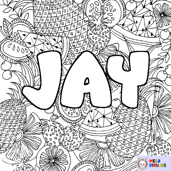 Coloración del nombre JAY - decorado mandala de frutas