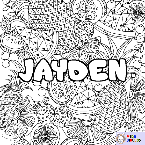 Coloración del nombre JAYDEN - decorado mandala de frutas