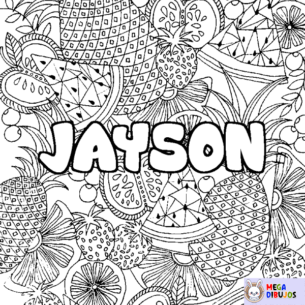 Coloración del nombre JAYSON - decorado mandala de frutas