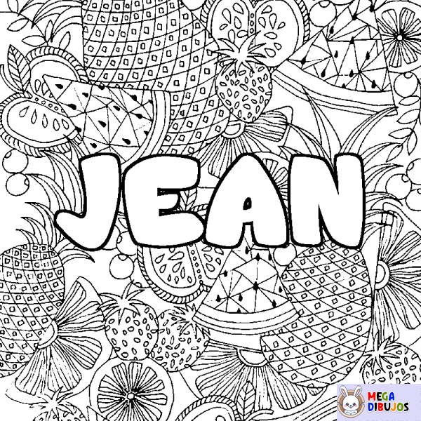 Coloración del nombre JEAN - decorado mandala de frutas