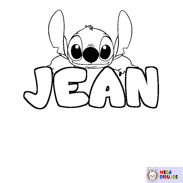 Coloración del nombre JEAN - decorado Stitch