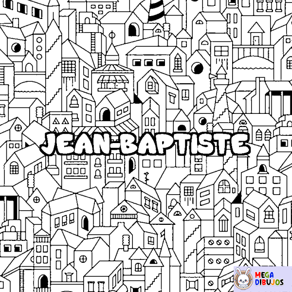 Coloración del nombre JEAN-BAPTISTE - decorado ciudad