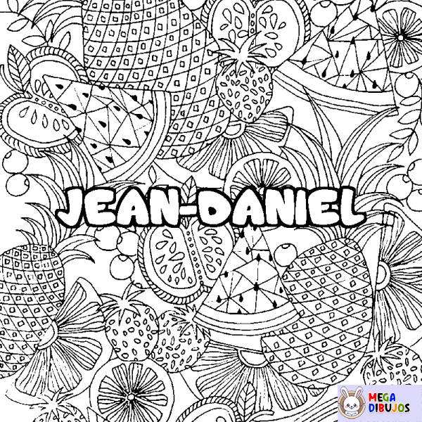 Coloración del nombre JEAN-DANIEL - decorado mandala de frutas