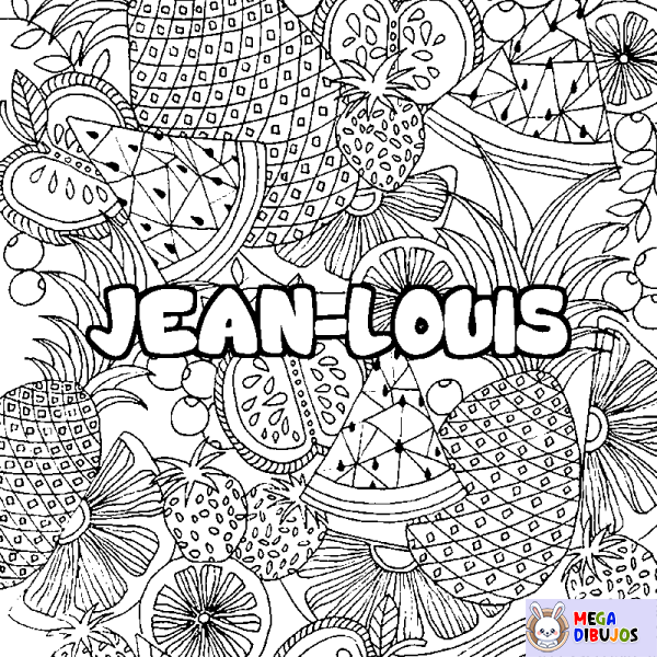 Coloración del nombre JEAN-LOUIS - decorado mandala de frutas