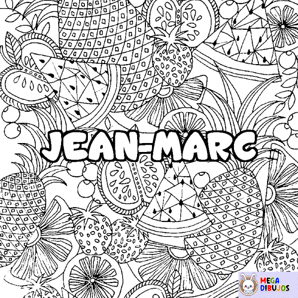 Coloración del nombre JEAN-MARC - decorado mandala de frutas