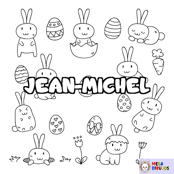 Coloración del nombre JEAN-MICHEL - decorado Pascua