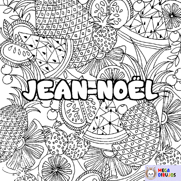 Coloración del nombre JEAN-NO&Euml;L - decorado mandala de frutas