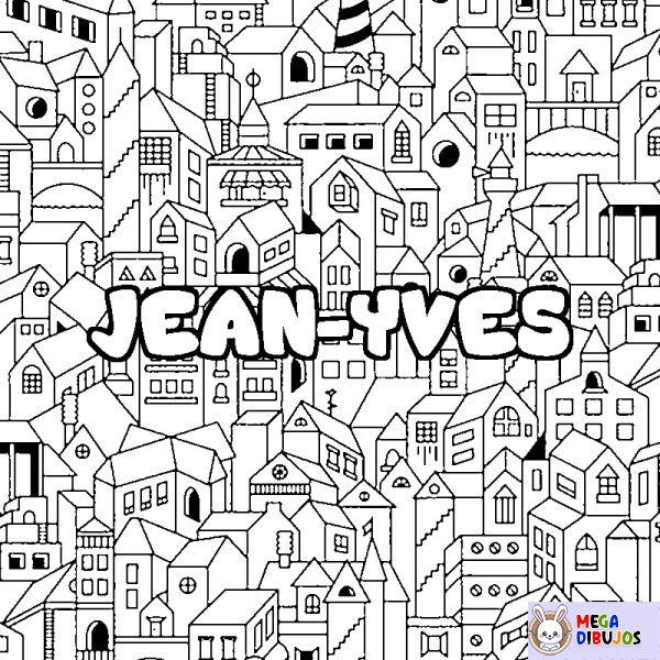 Coloración del nombre JEAN-YVES - decorado ciudad