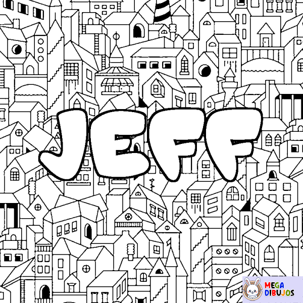 Coloración del nombre JEFF - decorado ciudad