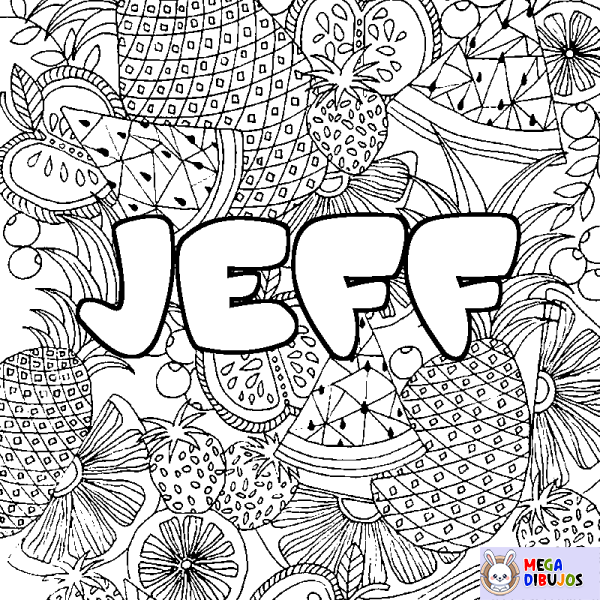 Coloración del nombre JEFF - decorado mandala de frutas