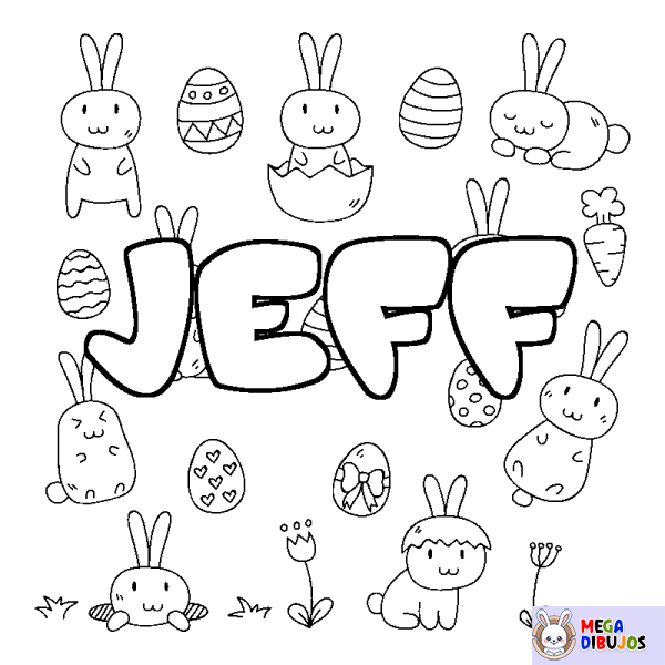 Coloración del nombre JEFF - decorado Pascua