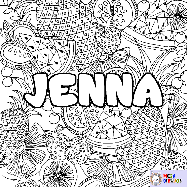 Coloración del nombre JENNA - decorado mandala de frutas